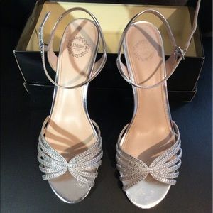 Silver ankle strap chunky heels